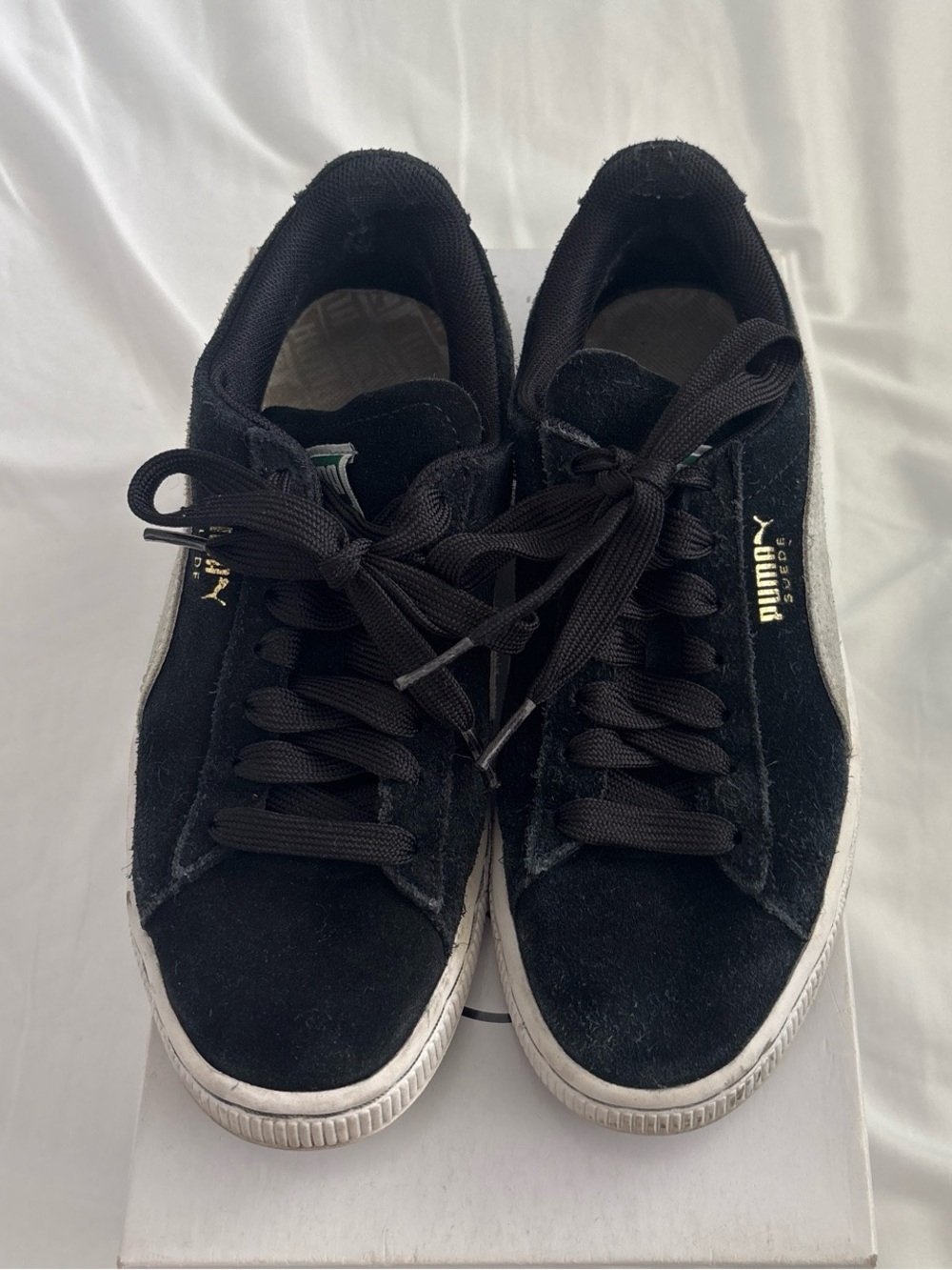 Puma Black Suede Low-Top Sneakers with White Soles